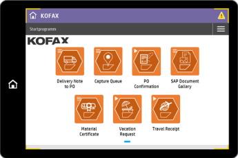 Scanning scenarios to send documents to the SAP system using the Kofax AutoStore platform and the BECONEX CS4SAP connector. View from the interface of a multifunction device.