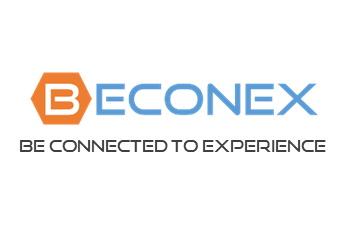 BECONEX logo and slogan "be connected to experience".